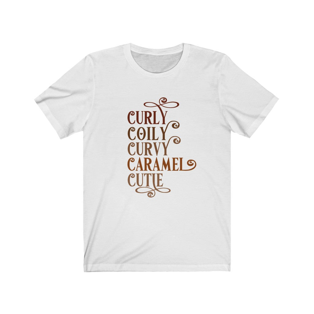 Curly Coily Curvy Caramel Cutie Jersey Short Sleeve Tee