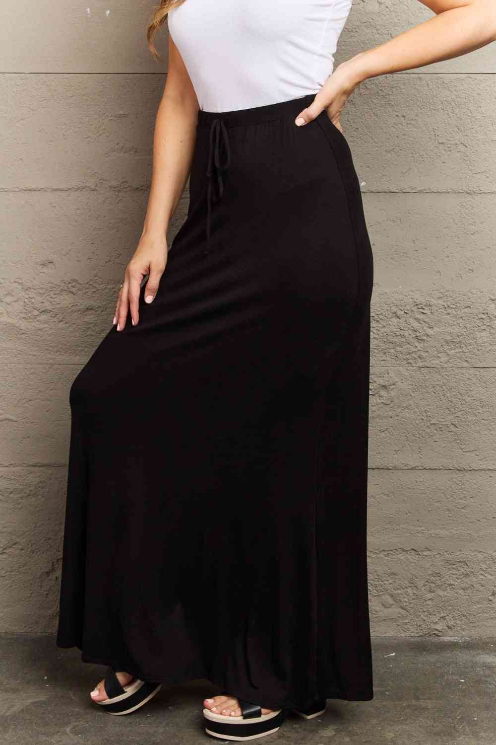 Full Size Flare Maxi Skirt in Black