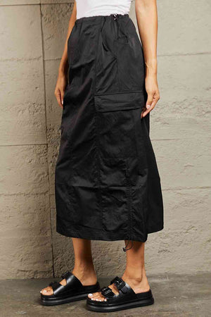 High Waisted Cargo Skirt in Black