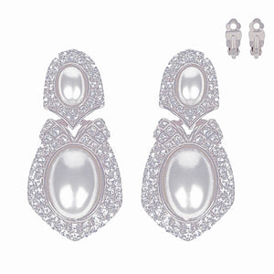 Clip On Silver Elegant Medium Earrings for Women