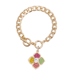 Rainbow Elegance: Flower Bracelet