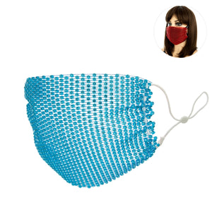 Aqua Rhinestone Mesh Fashion Mask