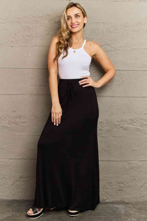 Full Size Flare Maxi Skirt in Black