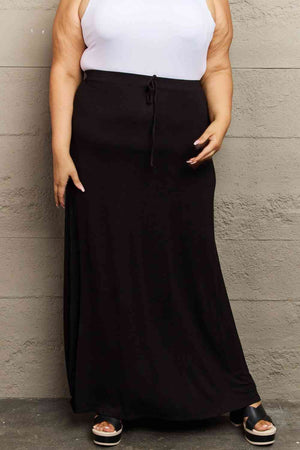 Full Size Flare Maxi Skirt in Black