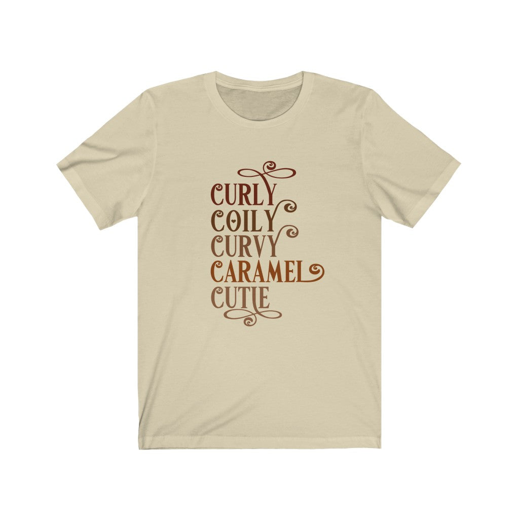 Curly Coily Curvy Caramel Cutie Jersey Short Sleeve Tee