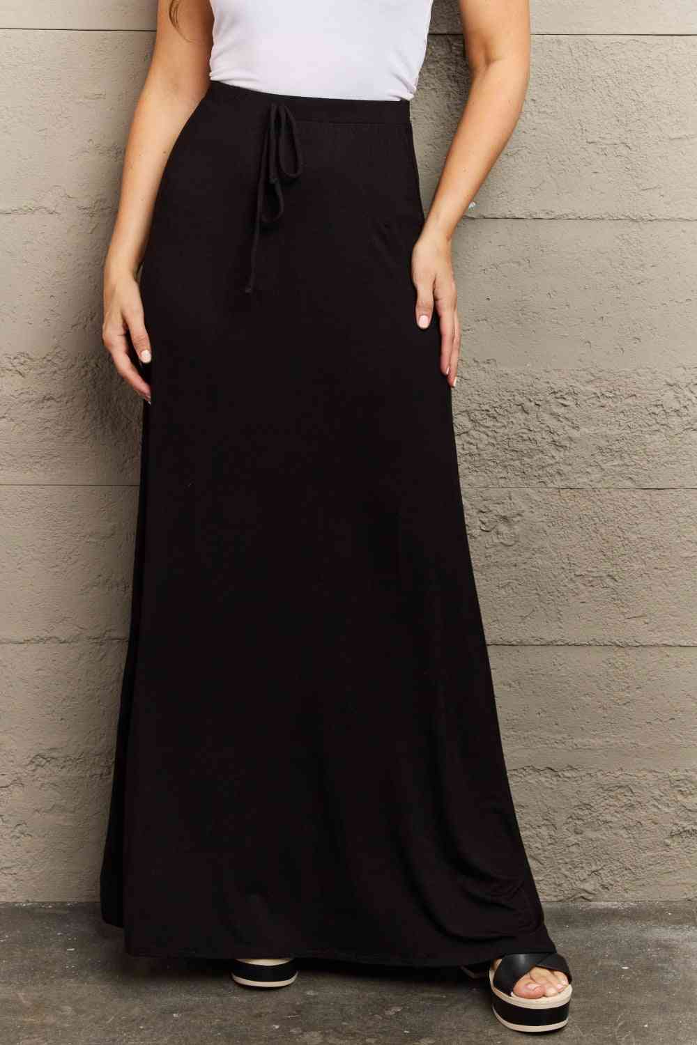 Full Size Flare Maxi Skirt in Black