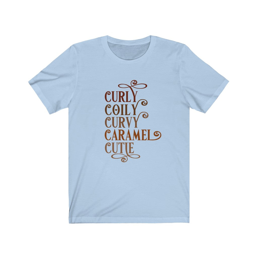 Curly Coily Curvy Caramel Cutie Jersey Short Sleeve Tee