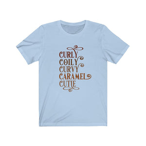 Curly Coily Curvy Caramel Cutie Jersey Short Sleeve Tee