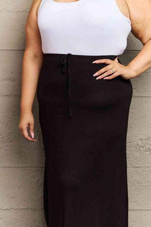 Full Size Flare Maxi Skirt in Black