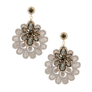 Gray Crystal Lace Earrings