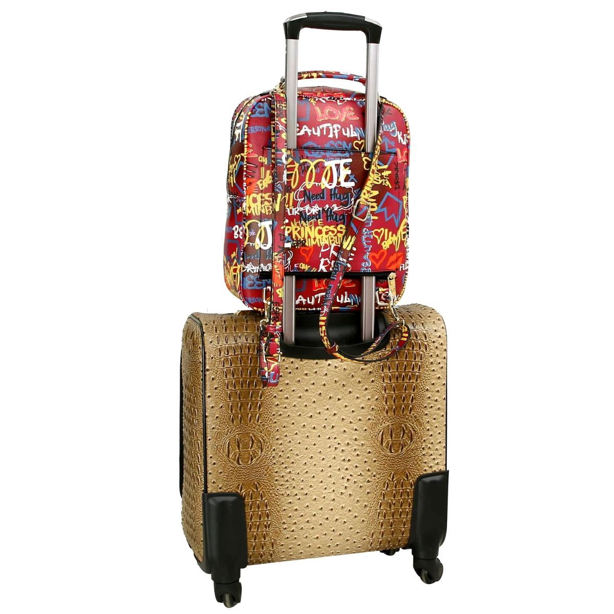 Red Graffiti Trolley Sleeve Backpack