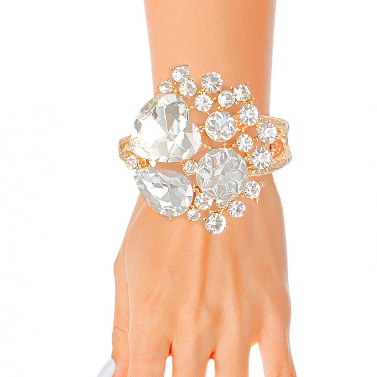 A Full Heart Crystal Gold Cuff