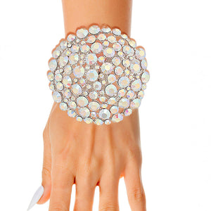 Aurora Borealis Rhinestone Dome Cluster Cuff