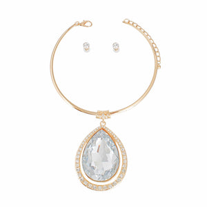 Halo Clear Teardrop Gold Choker