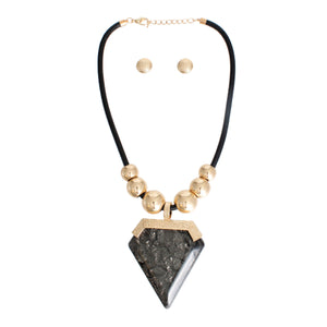 Black Diamond Shaped Pendant Set