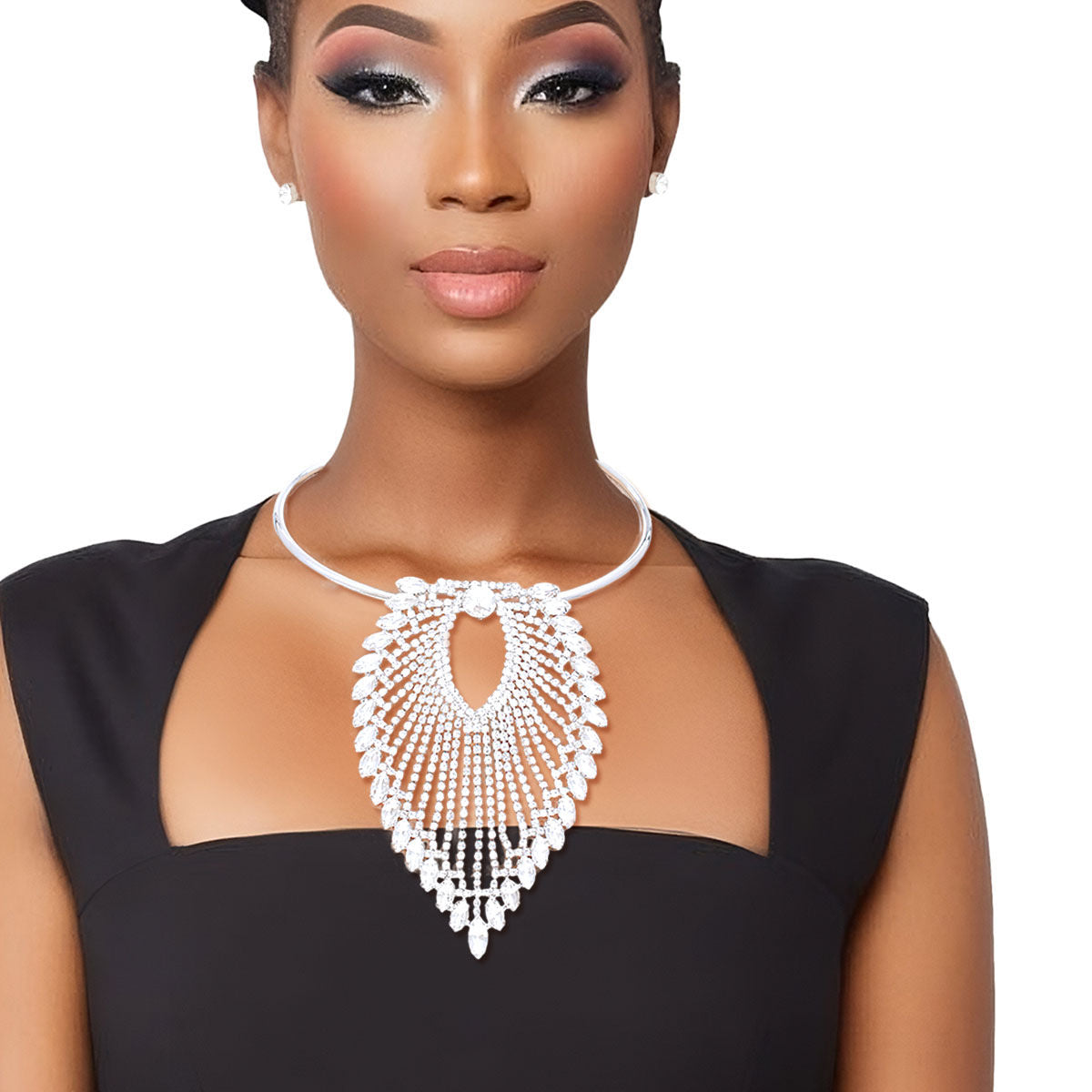 Silver Leaf Pendant Collar Set