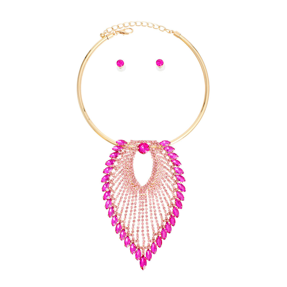 Pendant Necklace Fuchsia Leaf Collar for Women