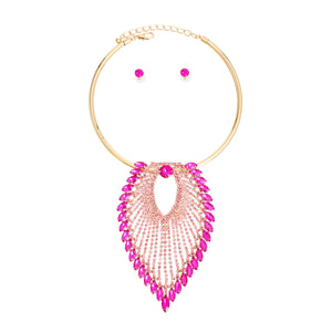 Pendant Necklace Fuchsia Leaf Collar for Women