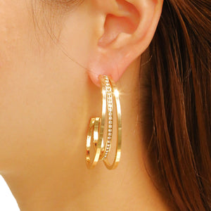 Hoop 14K Gold Medium Triple Earrings Women