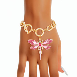 Toggle Pink Dragonfly Bracelet