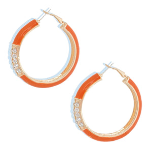 Orange and Gold Rhinestone Hoops