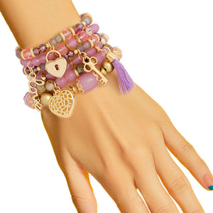 Lavender Glass Bead Love Bracelets