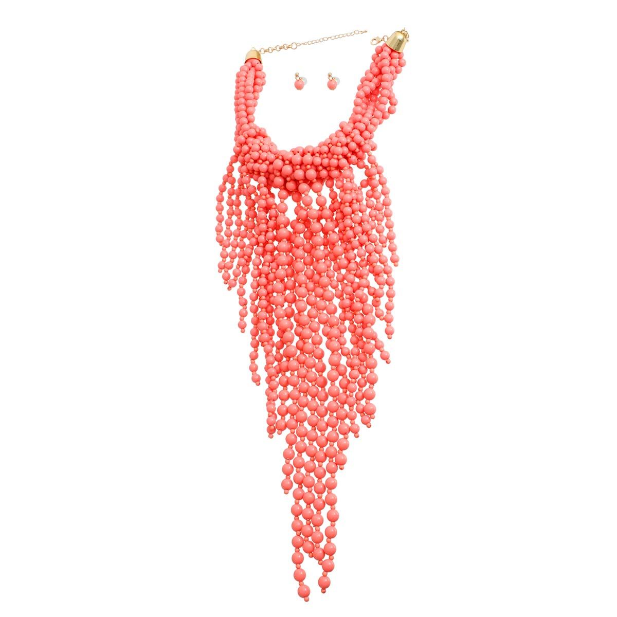 Pink Clustered Fringe Bead Set