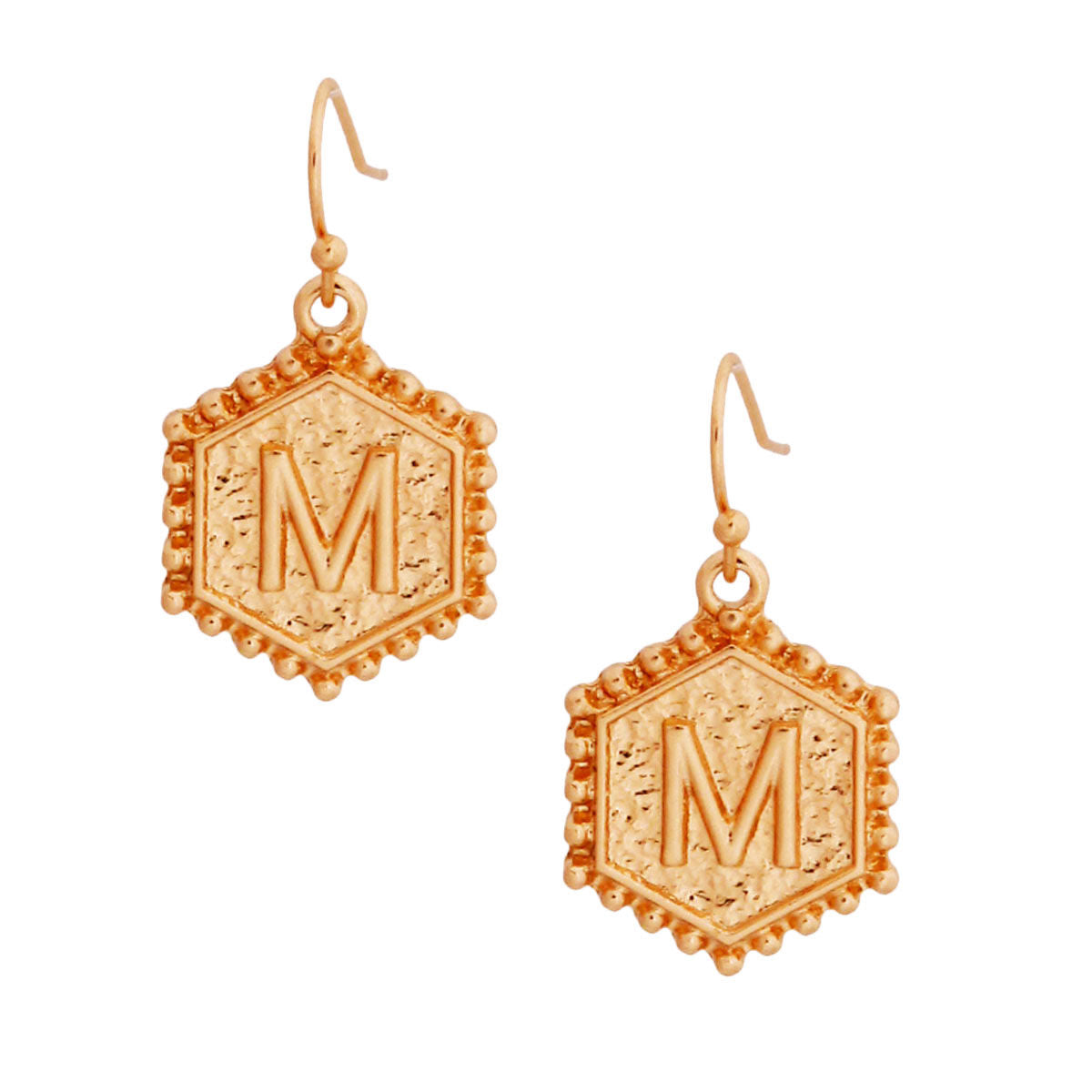 M Hexagon Initial Earrings